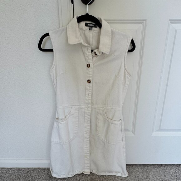 Missguided Wite Jean Midi Dress in US Size 6 - Picture 1 of 1